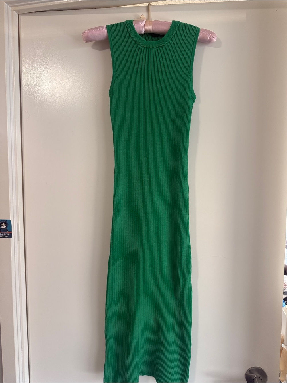 Monrow Sleeveless Ribbed Maxi Dress in Green